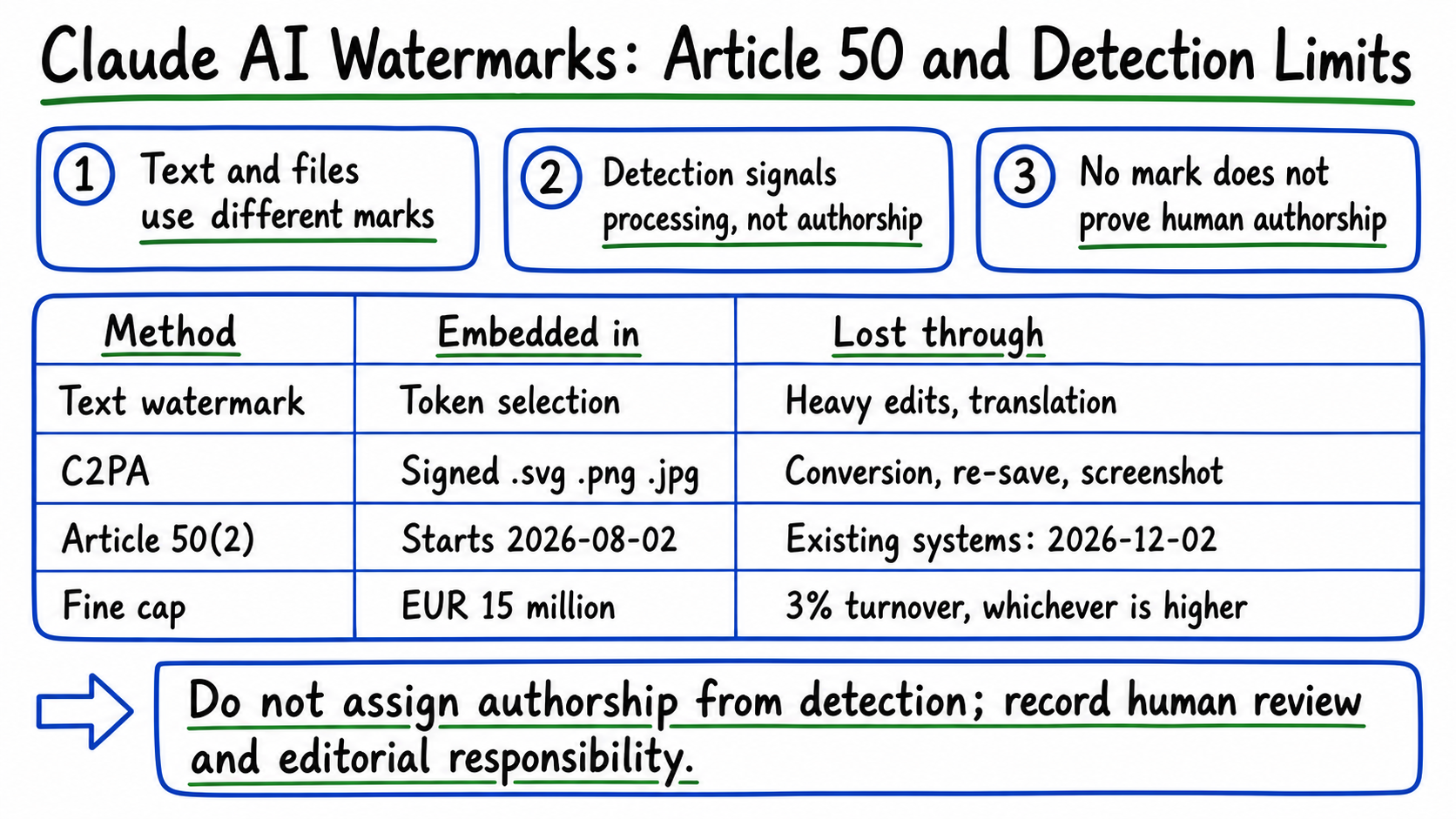 What Claude text watermarks and C2PA provenance metadata can establish